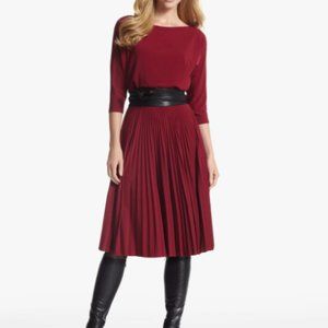 NWT WHBM Burgundy Red PLEATED KNIT DRESS